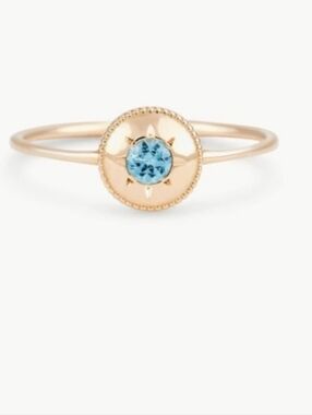 Bluboho Tie Die Ring 14k Solid Yellow Gold With Light Blue Sapphire